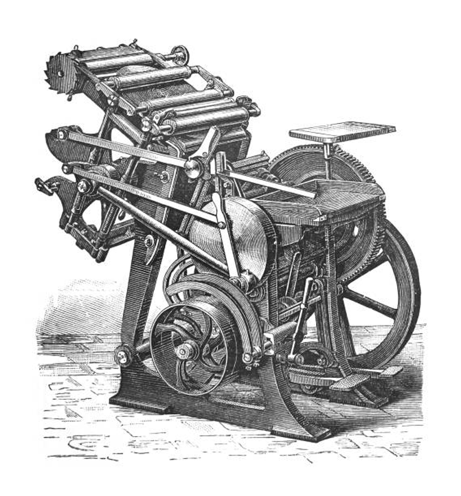 Traditional printing press representing four decades of family printing heritage